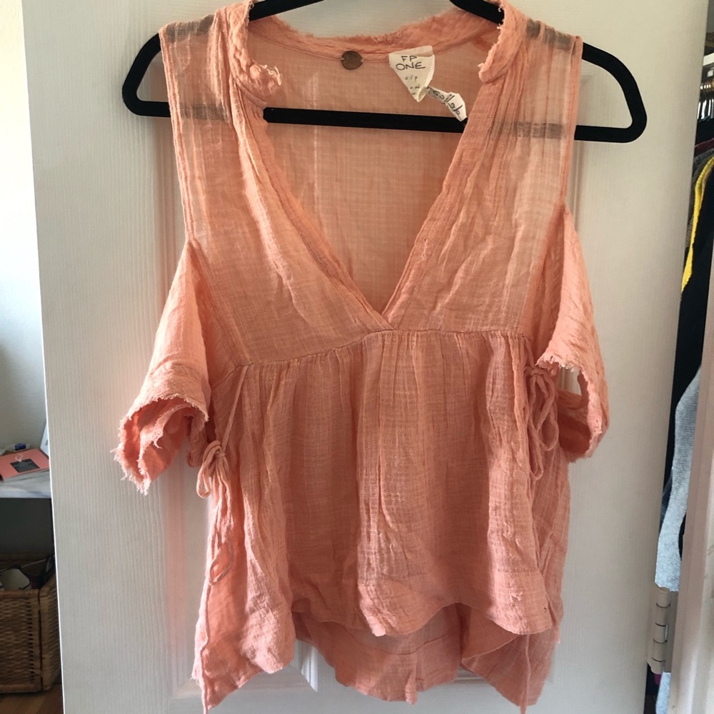 Free People tank with off the shoulder sleeves